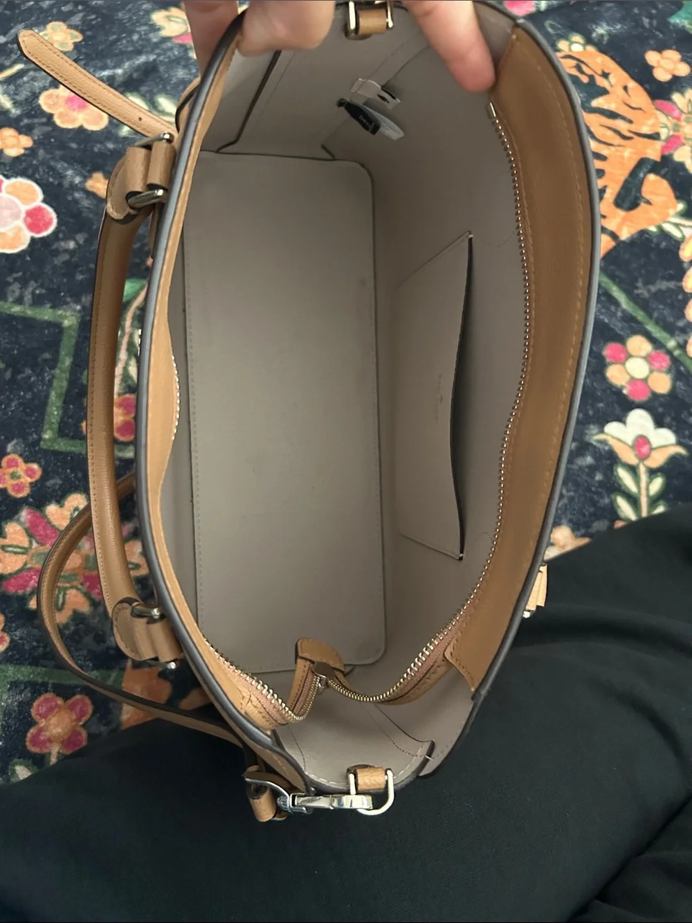 kate spade Tan Pebbled Leather Satchel with Shoulder Strap